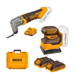 Combo Ingco CKLI20276 Lijadora orb.+ Herram. Multif. (2x2.0Ah + valija)