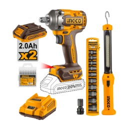 Combo Ingco COSLI23048 20V Llave imp. Lint. y Dados 2x2.0Ah