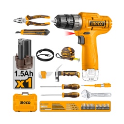 Kit Ingco 12V Atornillador 20mm en valija c/89 Herram+1bat