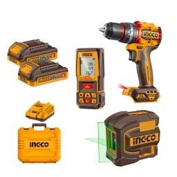 Combo INGCO 20V Taladro Percutor + Nivel Lser + Medidor