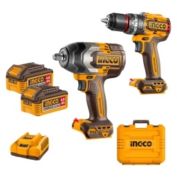 Combo INGCO 20V Taladro Percutor + Llave Impacto Kit 2 Bat