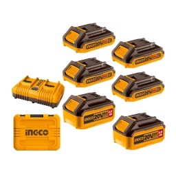 Set 6 Bater�as Ingco 20v (4x2ah 2x4ah) + Cargador Doble
