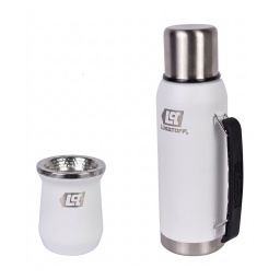 Combo Lusqtoff Mate y Termo 1L inox Blanco
