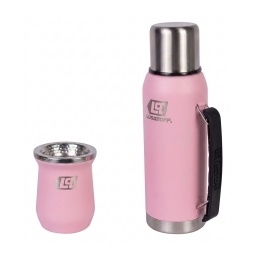 Combo Lusqtoff Mate y Termo 1L inox Rosa