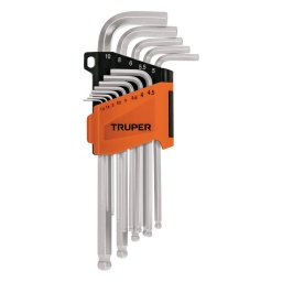 Jgo 13 llaves.Allen largas HEX-BALL 1.3a10mm TRUPER ALLX-13M